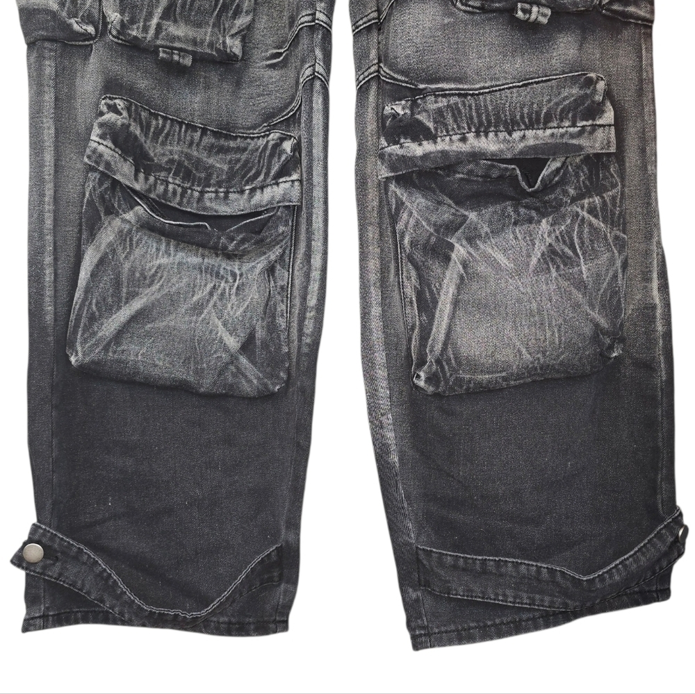 Micas Ombre Gray Multi Pocket Wide Leg Utility Cargo Jeans NWT Size Large - Picture 7 of 13